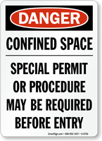 Danger Confined Space Permit Required Sign