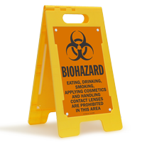 Eating Drinking Smoking Prohibited Biohazard Floor Standing Sign