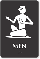 Folk Man Braille Restroom Sign