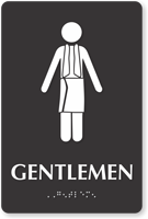 Gentlemen Towel Braille Restroom Sign