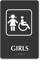 Girls TactileTouch Braille Sign with ADA Symbol