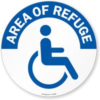 Area of Refuge Handicap Symbol SlipSafe™ Floor Sign