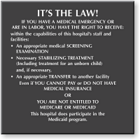 Hospital Does Participates In Medicaid Program Engraved Sign
