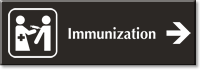 Immunization Engraved Wayfinding Sign Vaccines Right Arrow Symbol