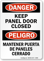 Bilingual Keep Panel Door Closed Danger Sign
