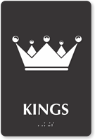 Kings Crown Braille Restroom Sign