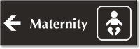Maternity Engraved Sign Baby and Left Arrow Symbol