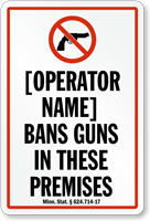 Minnesota Firearms And Weapons Law Sign