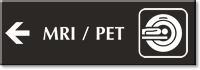 MRI / PET Engraved Sign Left Arrow Symbol
