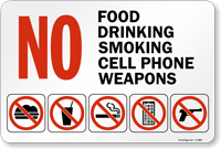 No Food No Drinking No Smoking Sign