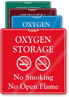 Oxygen Storage No Smoking ShowCase Wall Sign