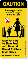Passengers Only Stand at Right Escalator Plate