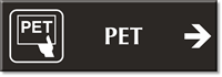 PET Engraved Sign Positron Emission Tomography Right Symbol
