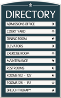 Custom 10 panel directory sign with changeable inserts