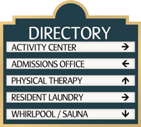 Custom Marquis™ 5 panel wall directory sign with inserts