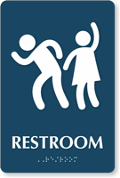 Party Restroom Sign with Man Woman Graphic