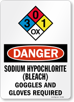 Sodium Hypochlorite (Bleach) Sign