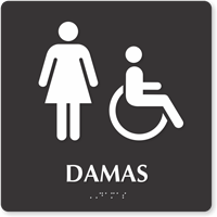 Damas SpanishTactileTouch Braille Restroom Sign