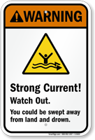 Strong Current! Watch Out Sign
