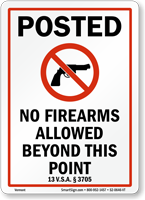 Vermont Firearms And Weapons Law Sign
