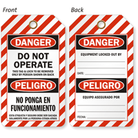 Bilingual Danger Do Not Operate Tag