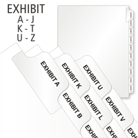 Collated Alpha Exhibits Tabs, A-T
