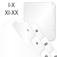 Collated Roman Numerals Tabs, I-XX