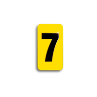 Character Black on Yellow "7" For Horizontal Mounting Holder