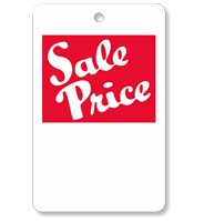 Sale Price Large  white stock Tag