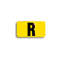 Character Black on Yellow "R" For Vertical Mounting Holder