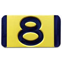 Vertical Mounting  Character Black on Yellow "8"