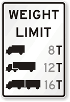 Truck Weight Limit Custom T (Symbol) Traffic Sign