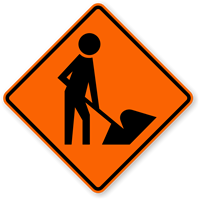 Worker Symbol  Road Warning Sign